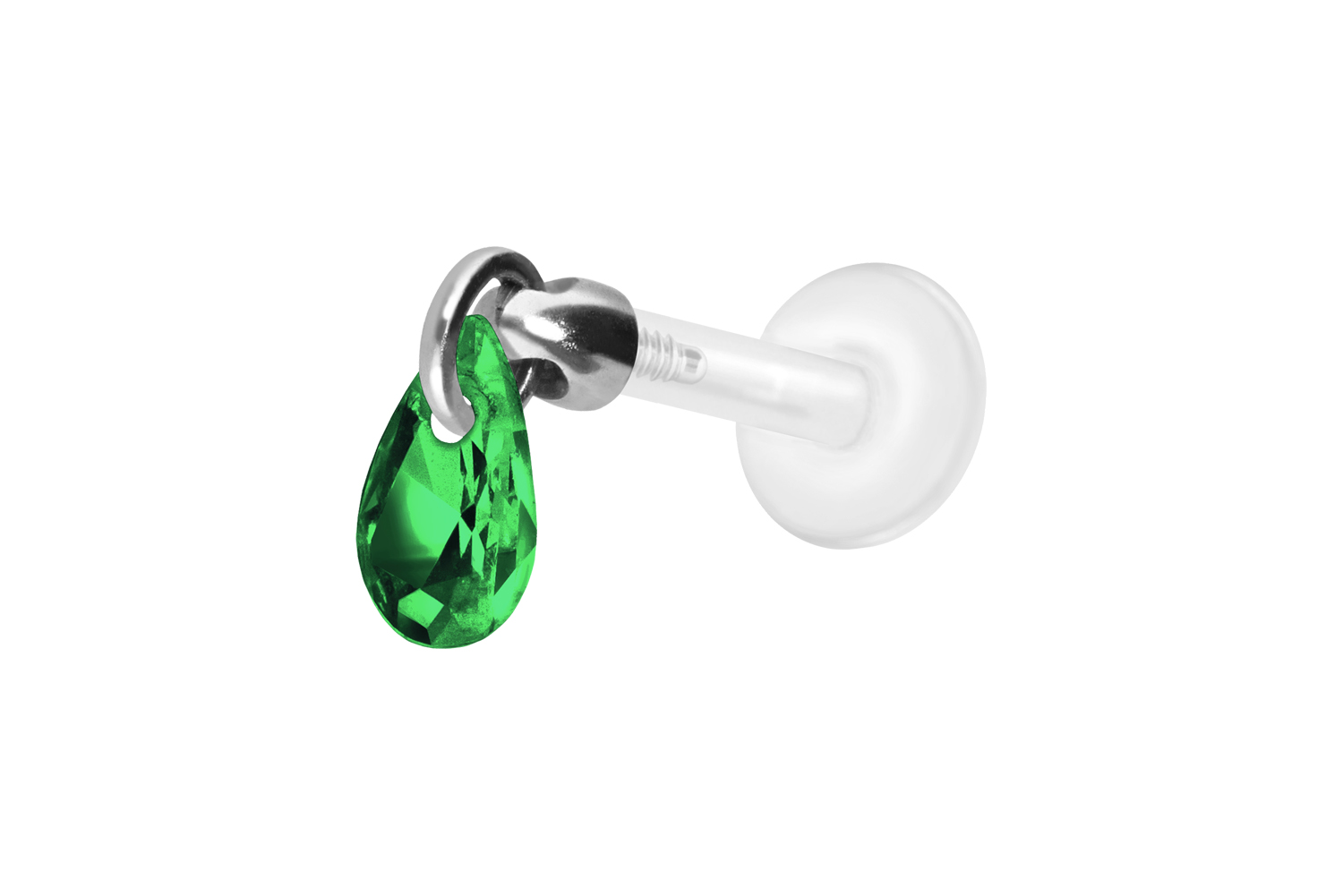 PTFE Labret Piercing mit Innengewinde + Titan-Aufsatz KRISTALLTROPFEN
